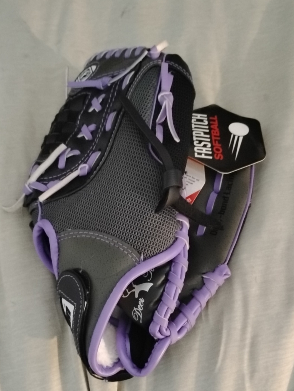 Franklin Gray and Lilac Softball Glove -  11" Age 7-9